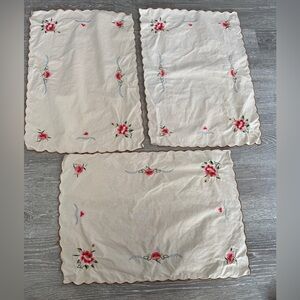 3 x vintage hand embroidered place mats